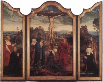 Quentin Matsys Painting - Christ on the Cross with Donors Quentin Matsys